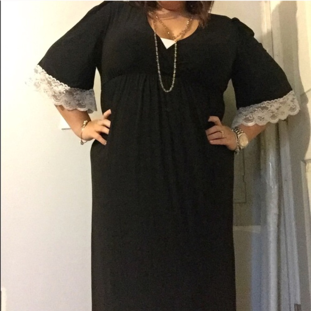COPY - Black maxi with lace detail plus size